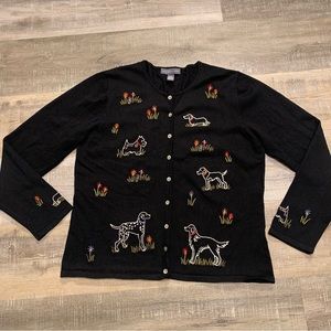 Northern Isles Embroidered Dog Cardigan Sweater Medium